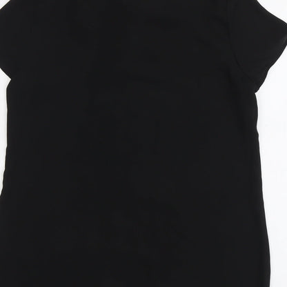 Paraphrase Womens Black Polyester Basic Blouse Size 10 Round Neck