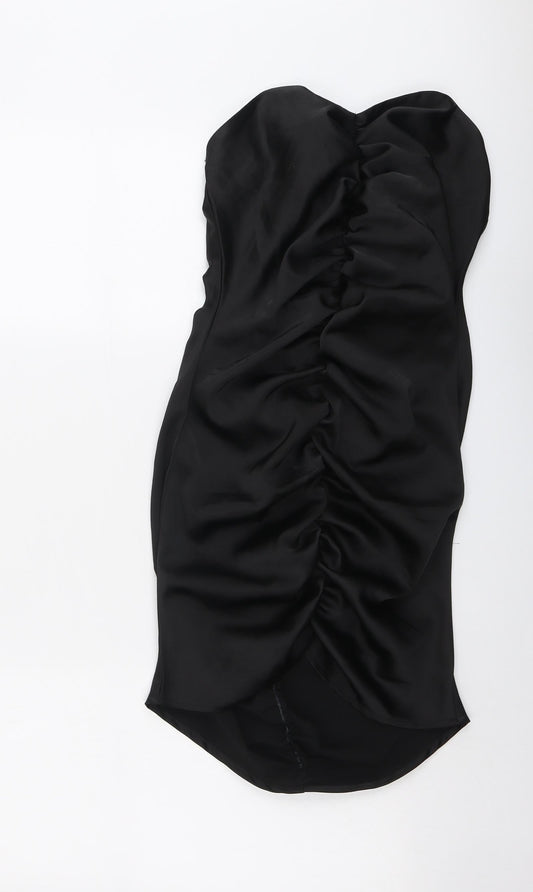 PRETTYLITTLETHING Womens Black Polyester Mini Size 6 Sweetheart Zip - Strapless