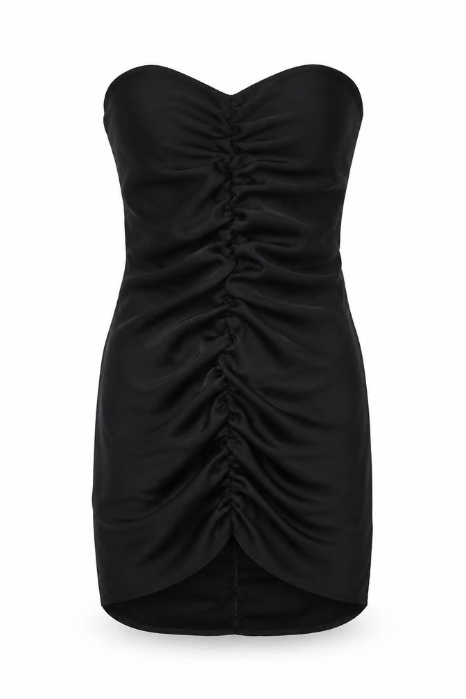 PRETTYLITTLETHING Womens Black Polyester Mini Size 6 Sweetheart Zip - Strapless
