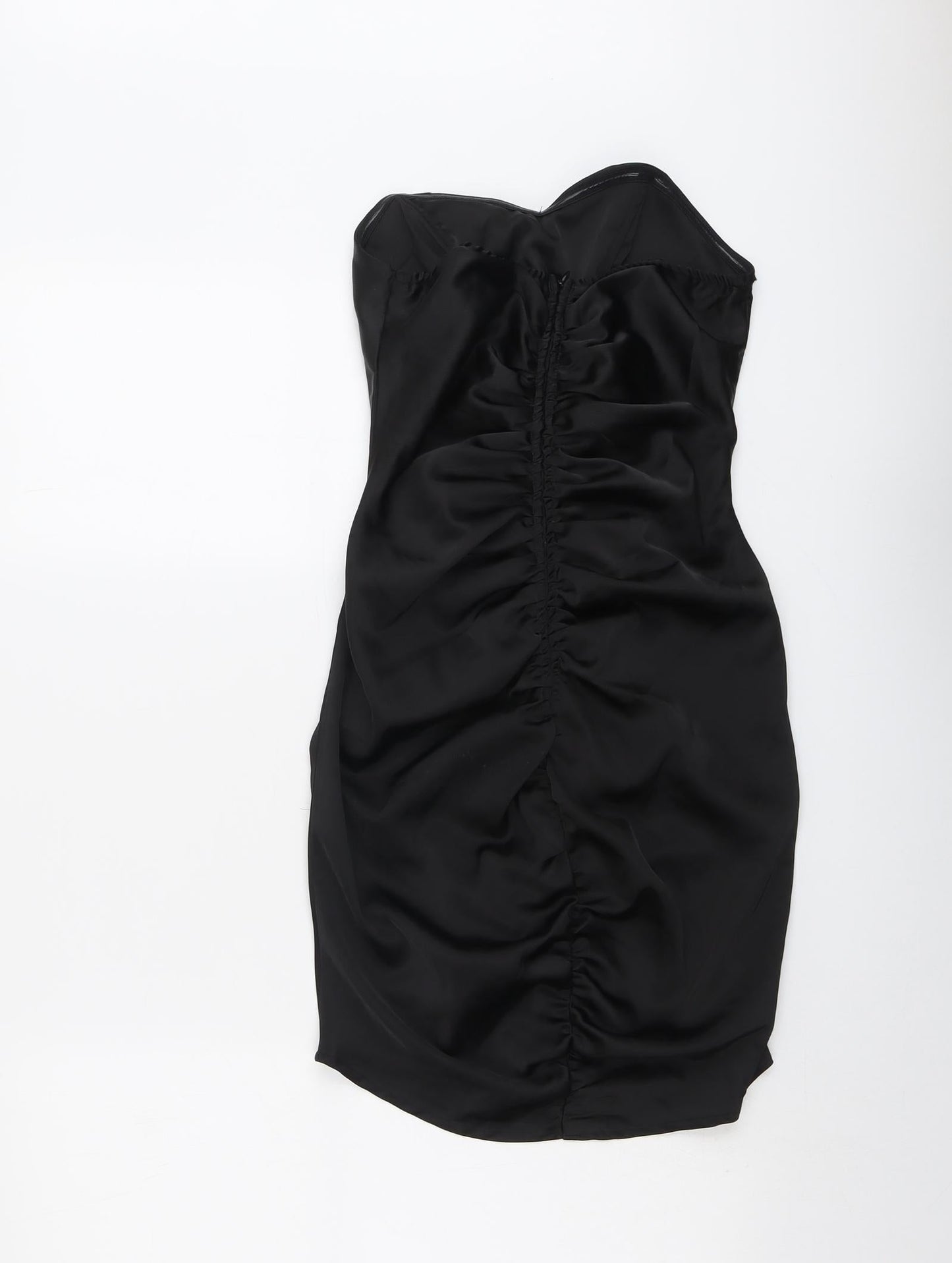 PRETTYLITTLETHING Womens Black Polyester Mini Size 6 Sweetheart Zip - Strapless