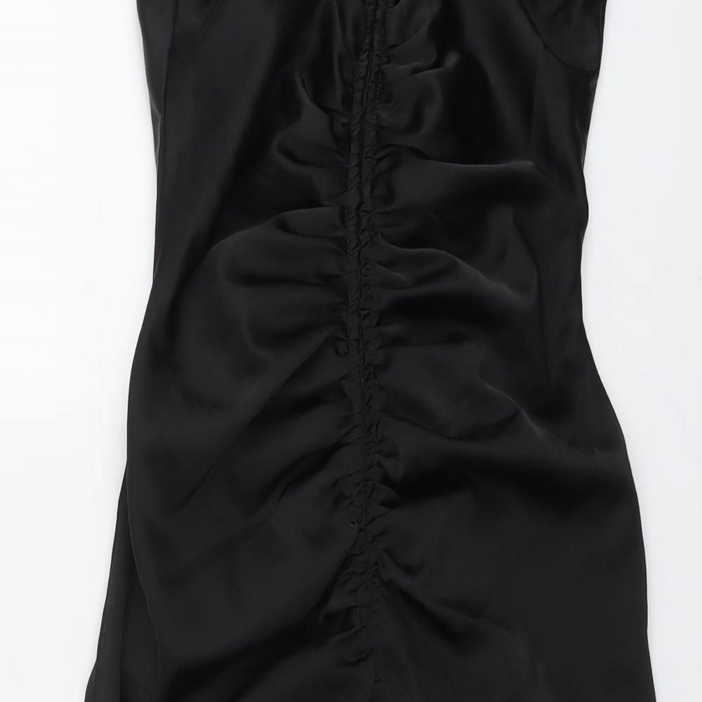 PRETTYLITTLETHING Womens Black Polyester Mini Size 6 Sweetheart Zip - Strapless