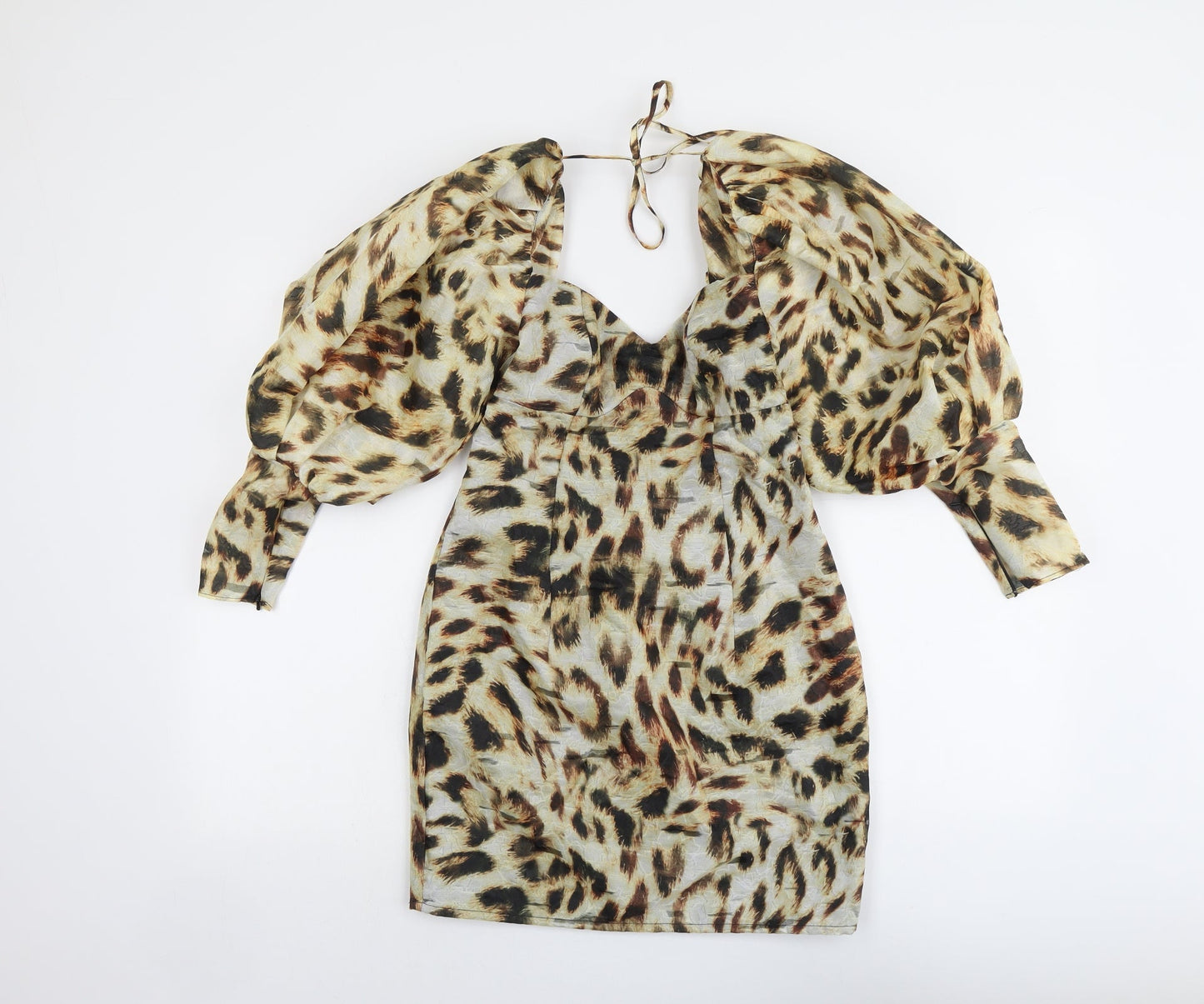 ASOS Womens Beige Animal Print Polyester Mini Size 8 Sweetheart Zip - Leopard Print
