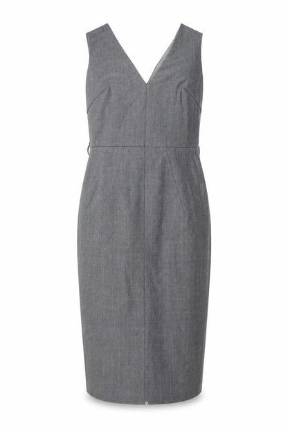 NEXT Womens Grey Wool Pencil Dress Size 6 V-Neck Zip