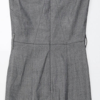 NEXT Womens Grey Wool Pencil Dress Size 6 V-Neck Zip