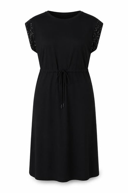 Marks and Spencer Womens Black Polyester A-Line Size 8 Boat Neck Pullover