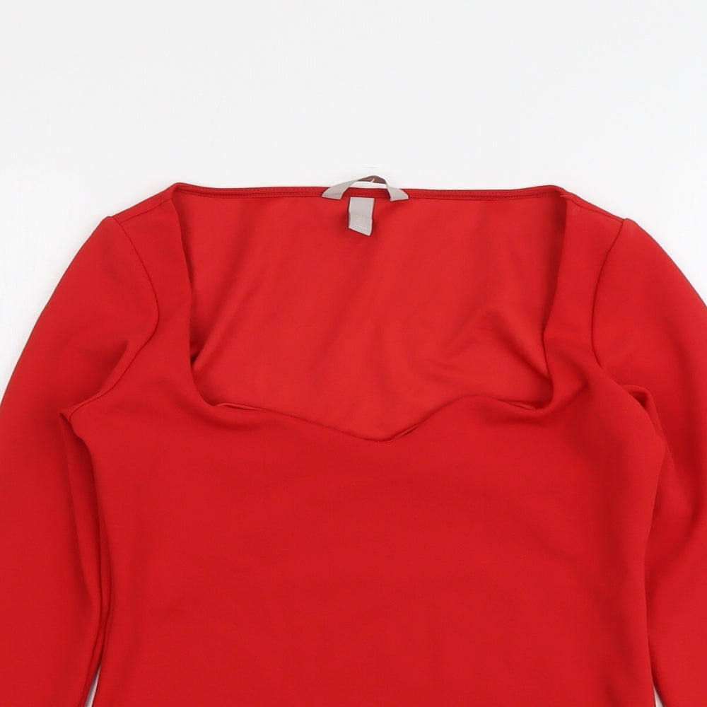 Womens UK Size S H&M Red Basic Blouse