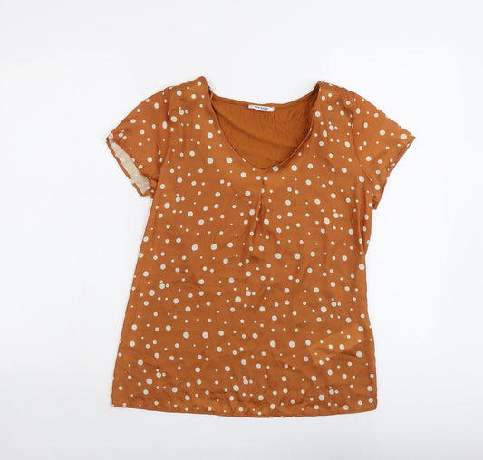 Womens UK Size S ORSAY Brown Basic T-Shirt