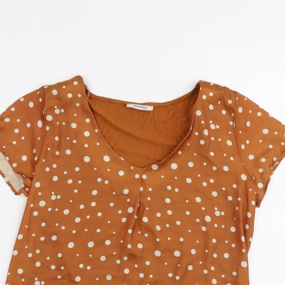 Womens UK Size S ORSAY Brown Basic T-Shirt