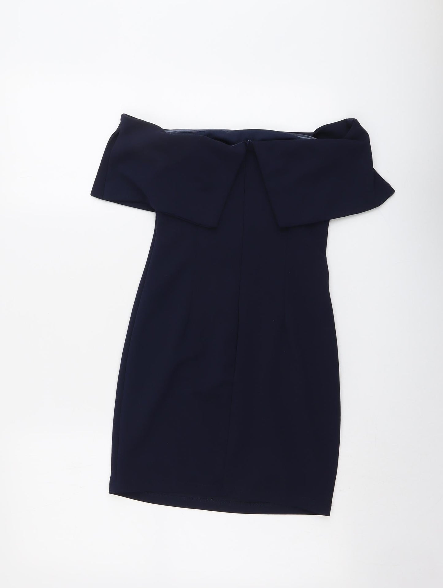 Missguided Womens Blue Polyester Mini Size 6 Off the Shoulder Zip - Fold-Over Neckline