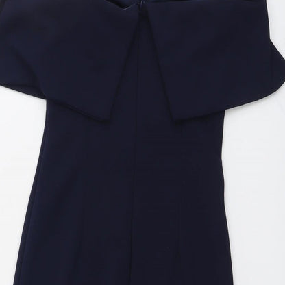 Missguided Womens Blue Polyester Mini Size 6 Off the Shoulder Zip - Fold-Over Neckline