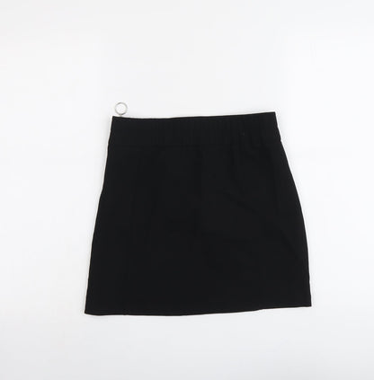Bershka Womens Black Polyester A-Line Skirt Size S Zip