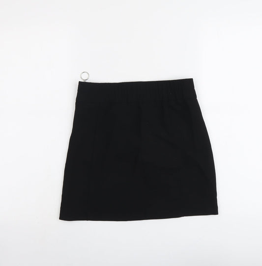 Bershka Womens Black Polyester A-Line Skirt Size S Zip