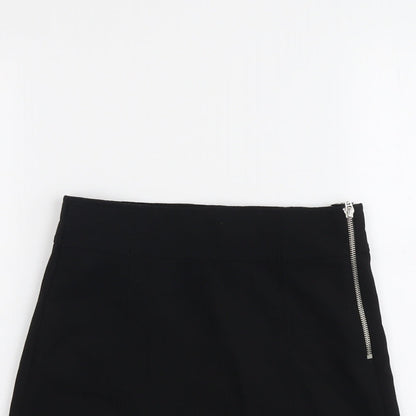 Bershka Womens Black Polyester A-Line Skirt Size S Zip