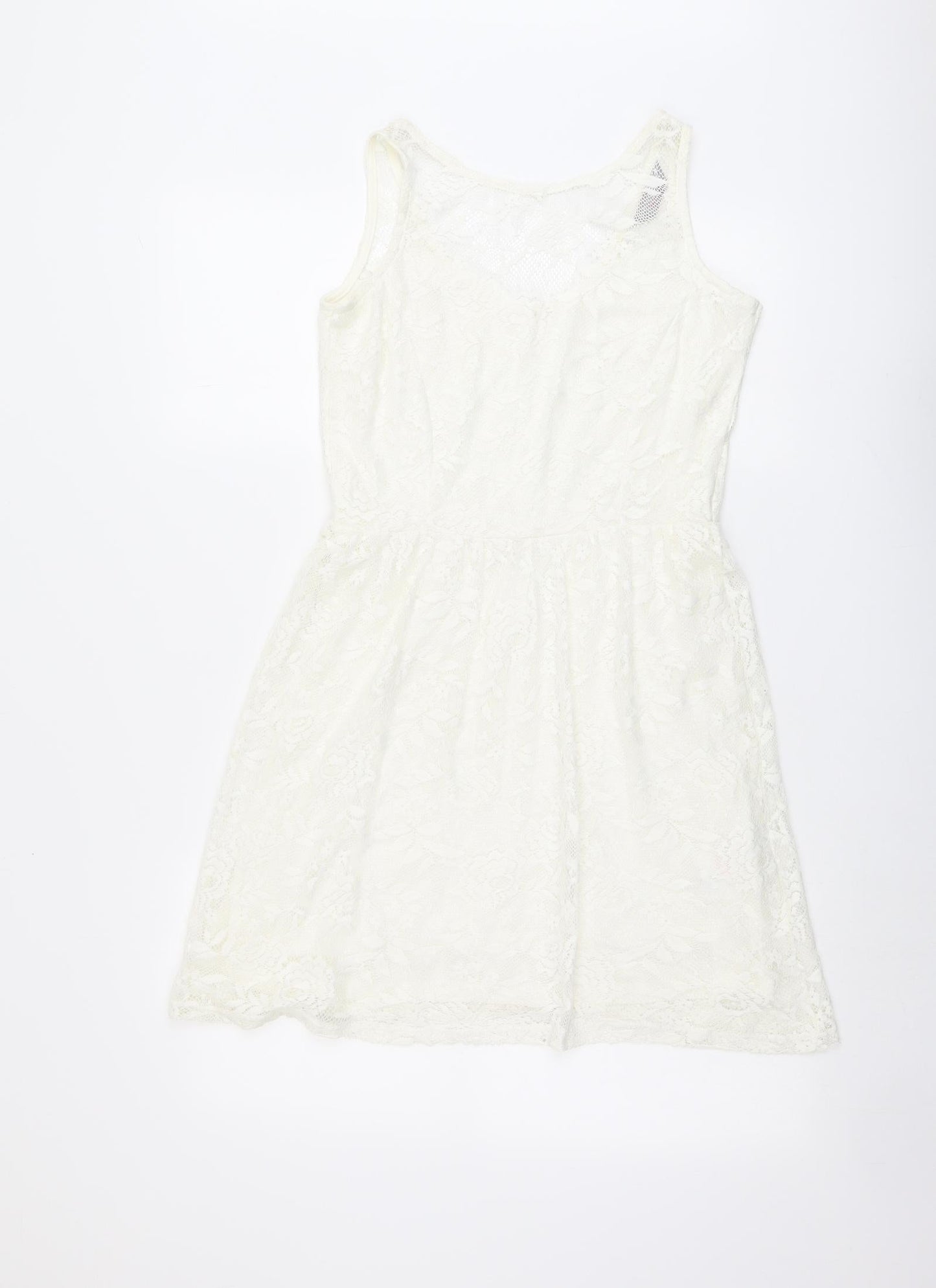 Dorothy Perkins Womens Ivory Polyester Tank Dress Size 10 Boat Neck Pullover