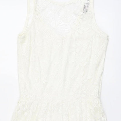 Dorothy Perkins Womens Ivory Polyester Tank Dress Size 10 Boat Neck Pullover