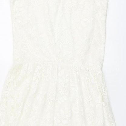 Dorothy Perkins Womens Ivory Polyester Tank Dress Size 10 Boat Neck Pullover