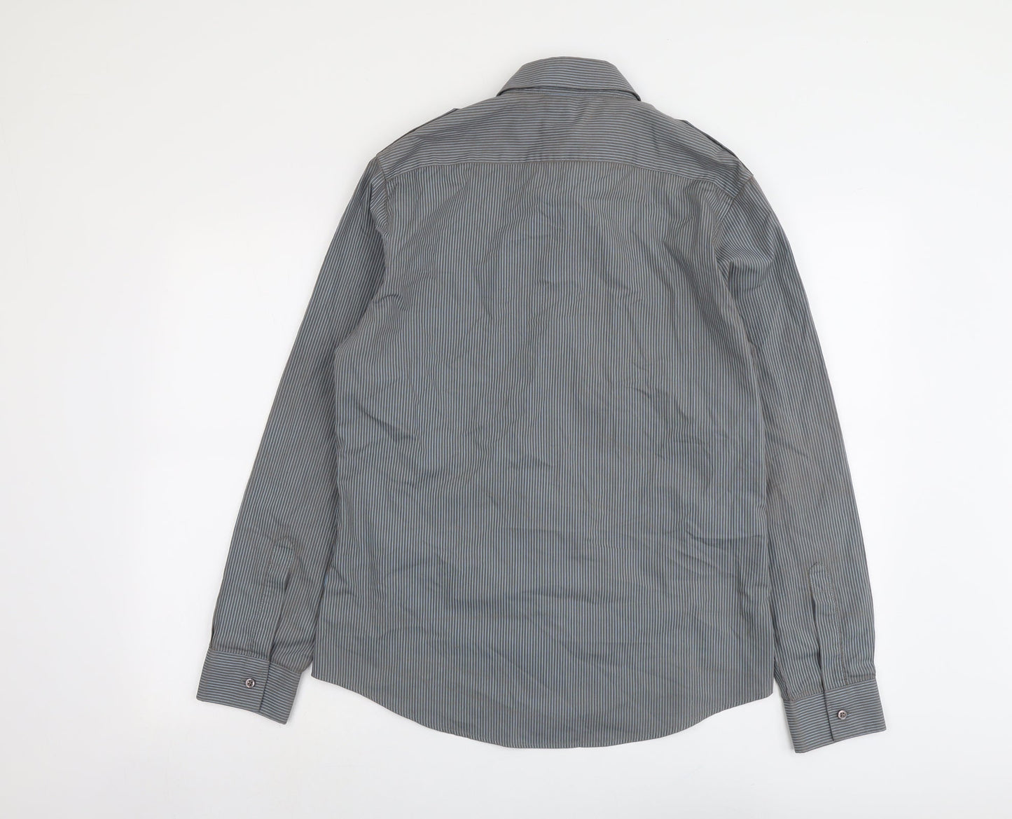 Mens UK Size M River Island Grey  Button-Up Long Sleeve Casual Shirt