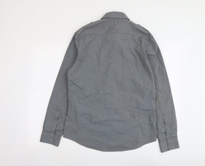 Mens UK Size M River Island Grey  Button-Up Long Sleeve Casual Shirt