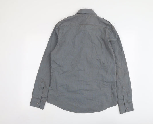 Mens UK Size M River Island Grey  Button-Up Long Sleeve Casual Shirt
