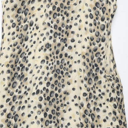 FRANK WALDER Womens Beige Animal Print Viscose Basic Tank Size 16 Round Neck - Cheetah Print