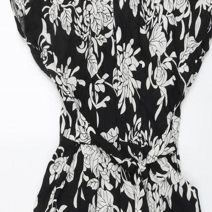 Closet Womens Black Geometric Viscose A-Line Size 8 V-Neck Pullover