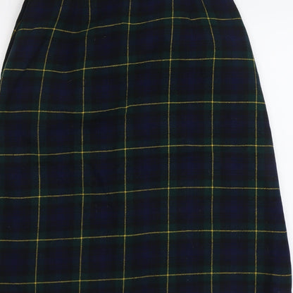 Pringle Womens Green Plaid Wool A-Line Skirt Size 28 in Zip