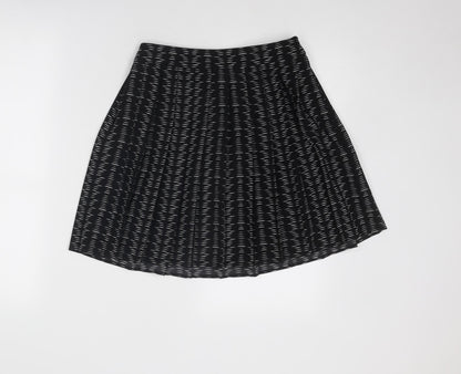 Marks and Spencer Womens Black Geometric Polyester Swing Skirt Size 8 Zip