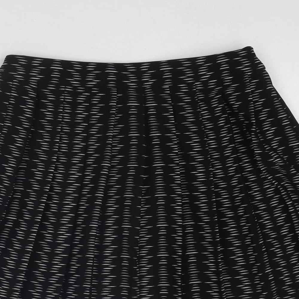 Marks and Spencer Womens Black Geometric Polyester Swing Skirt Size 8 Zip