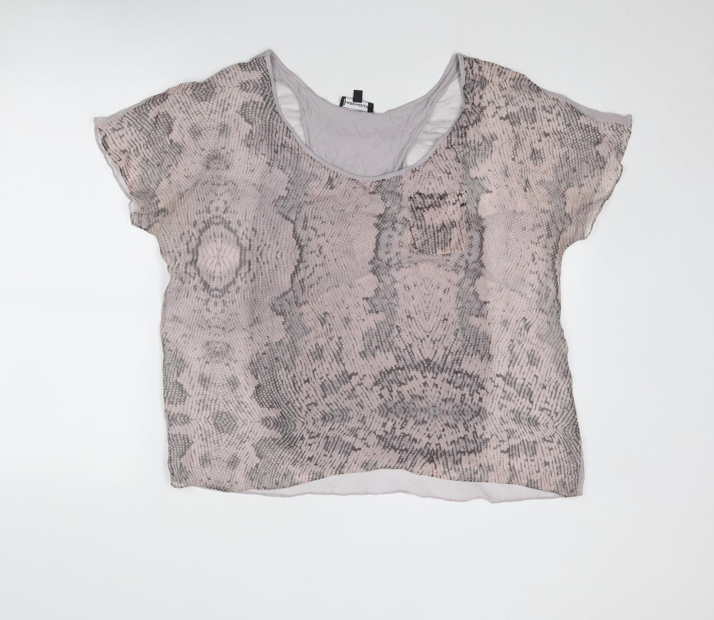 Womens UK Size 12 Warehouse Grey Basic T-Shirt