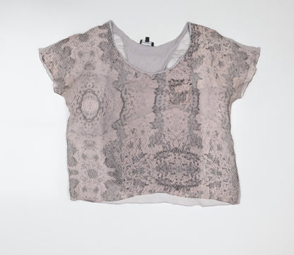 Womens UK Size 12 Warehouse Grey Basic T-Shirt