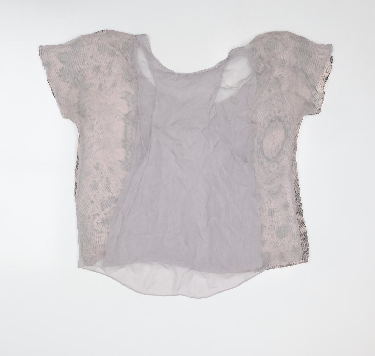 Womens UK Size 12 Warehouse Grey Basic T-Shirt
