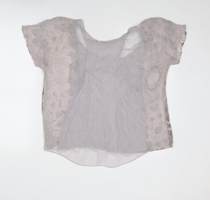Womens UK Size 12 Warehouse Grey Basic T-Shirt