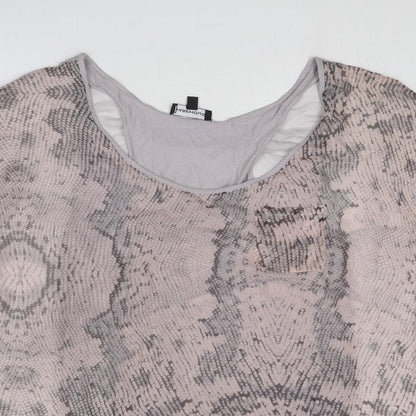 Womens UK Size 12 Warehouse Grey Basic T-Shirt