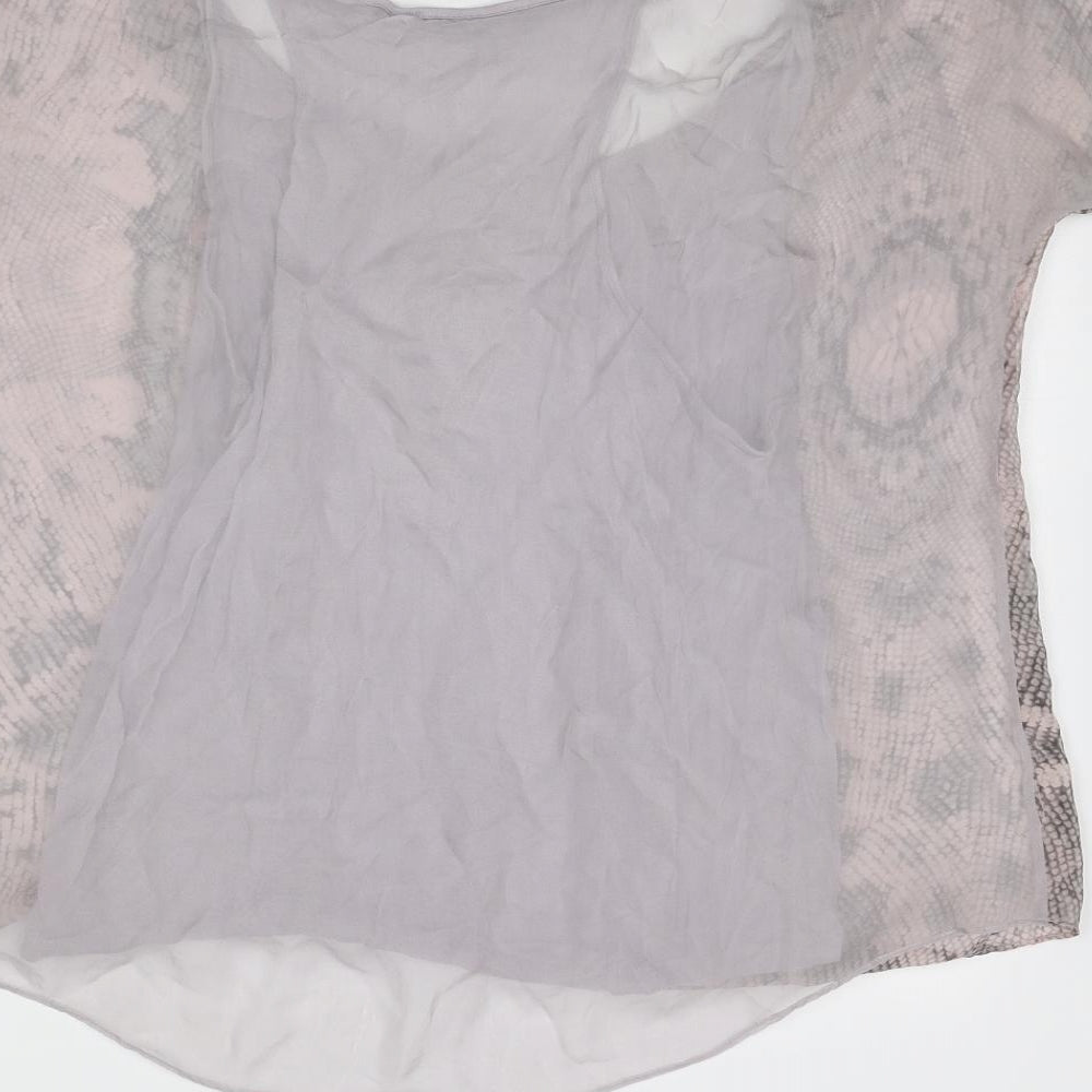 Womens UK Size 12 Warehouse Grey Basic T-Shirt