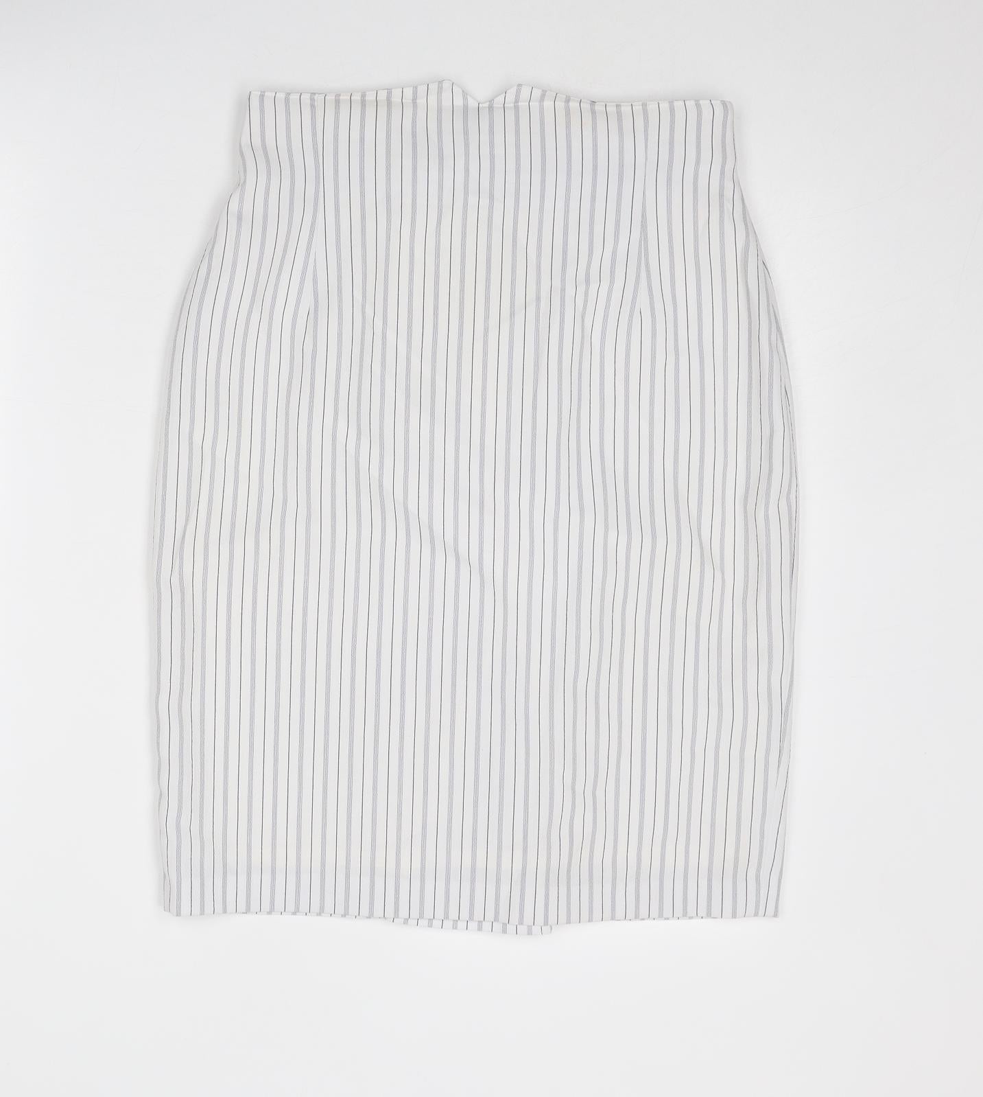 Principles Womens White Striped Polyacrylate Fibre A-Line Skirt Size 30 Zip