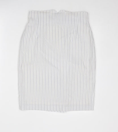 Principles Womens White Striped Polyacrylate Fibre A-Line Skirt Size 30 Zip