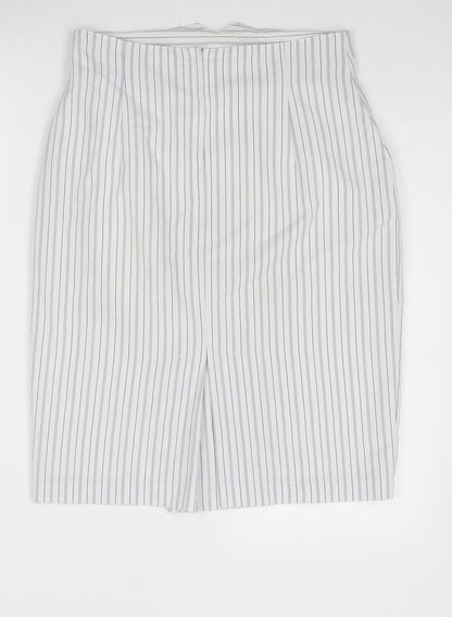 Principles Womens White Striped Polyacrylate Fibre A-Line Skirt Size 30 Zip