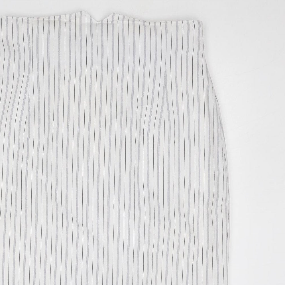Principles Womens White Striped Polyacrylate Fibre A-Line Skirt Size 30 Zip