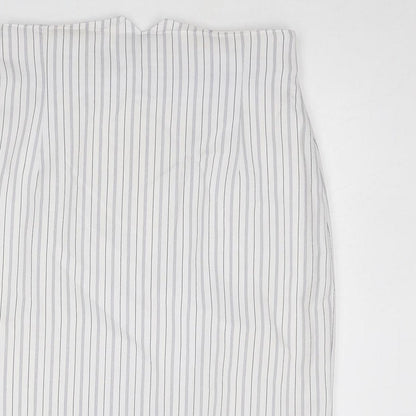 Principles Womens White Striped Polyacrylate Fibre A-Line Skirt Size 30 Zip