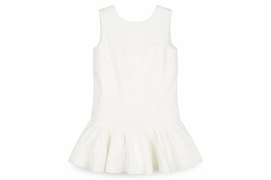 Front view of ASOS women’s white cotton mini, size UK 8, boat neck zip - textured