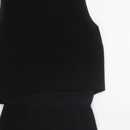 ASOS Womens Black Polyester Shift Size 6 Round Neck Zip - Embellished Neckline
