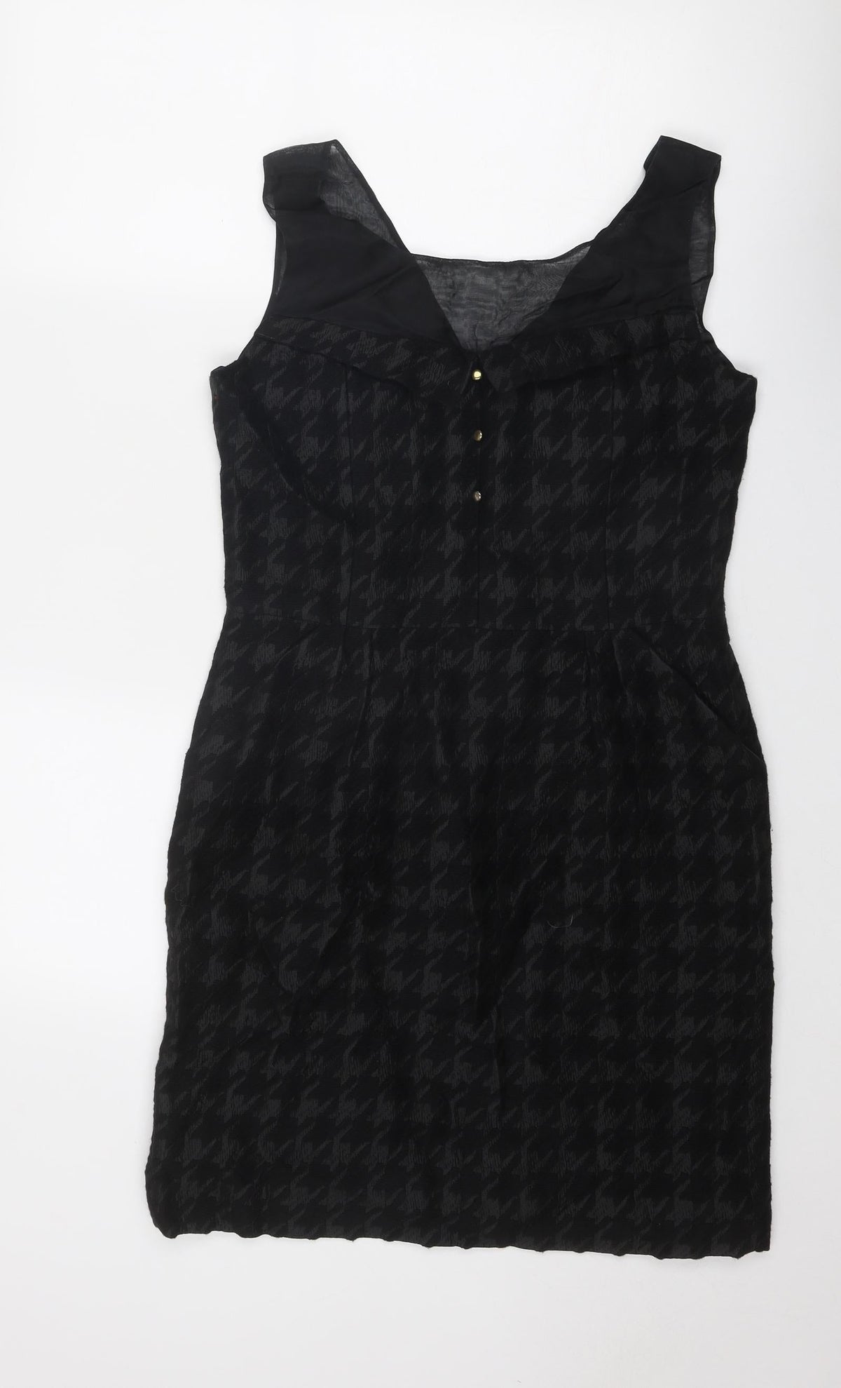 N.W. 3 Womens Black Geometric Wool Shift Size 12 V-Neck Zip