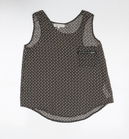 Cameo Rose Womens Black Geometric Polyester Basic Tank Size S Scoop Neck