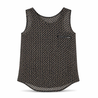 Cameo Rose Womens Black Geometric Polyester Basic Tank Size S Scoop Neck