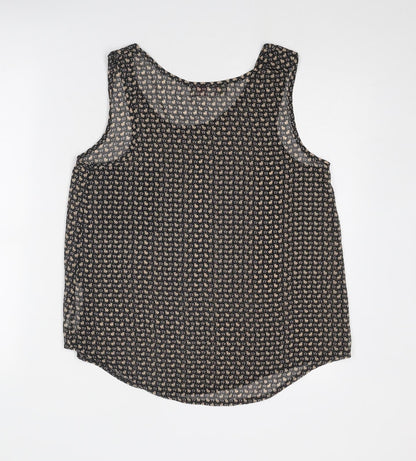 Cameo Rose Womens Black Geometric Polyester Basic Tank Size S Scoop Neck
