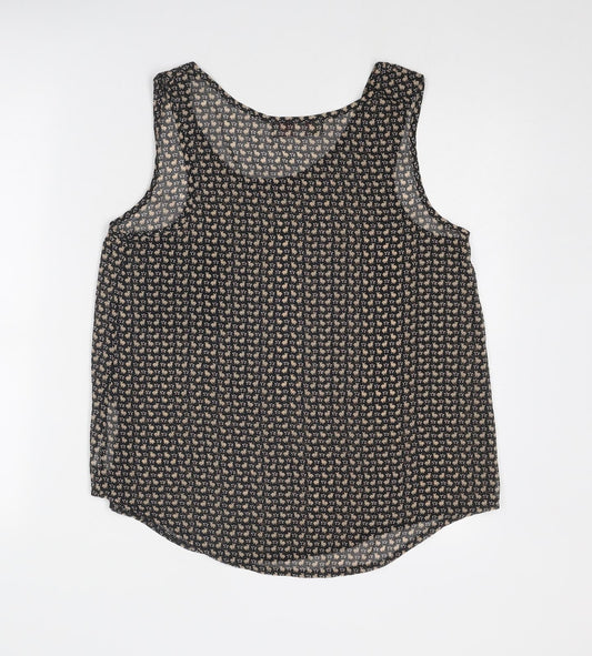 Cameo Rose Womens Black Geometric Polyester Basic Tank Size S Scoop Neck