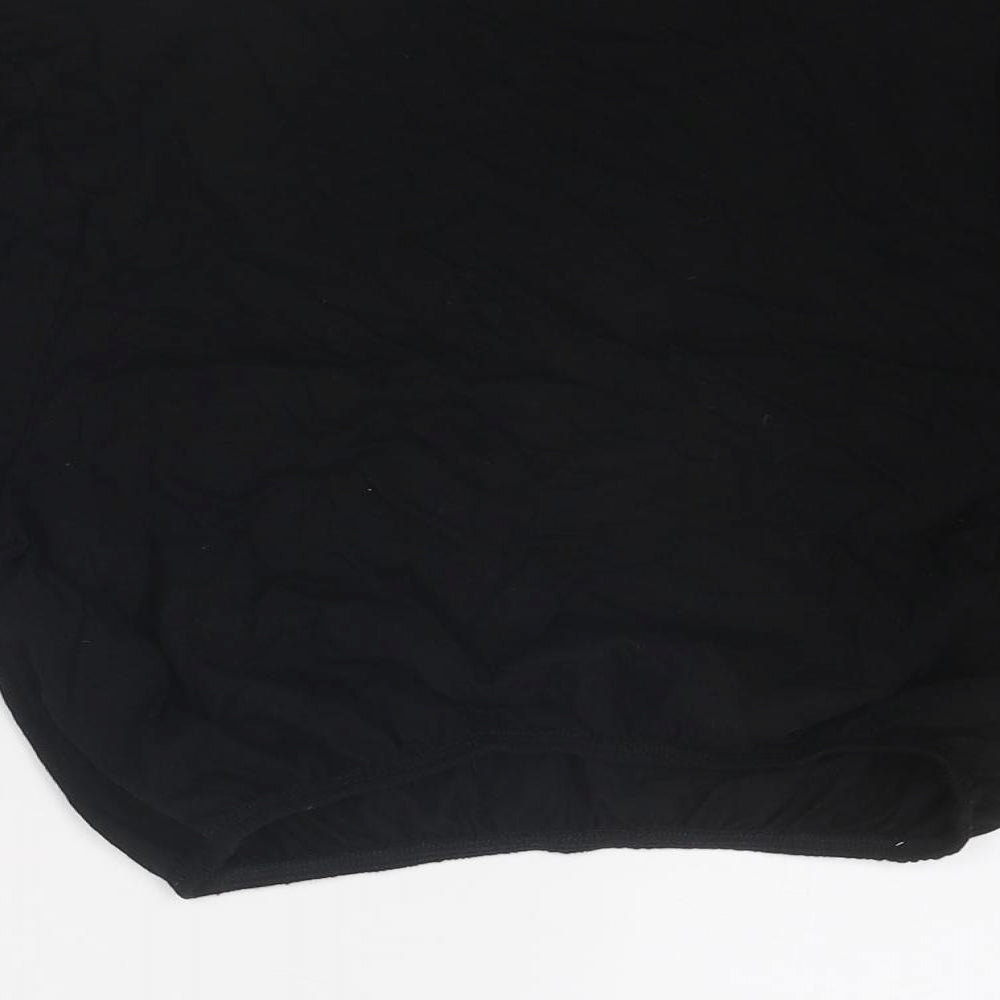 Miss Selfridge Womens Black Cotton Cropped Blouse Size 8 Scoop Neck