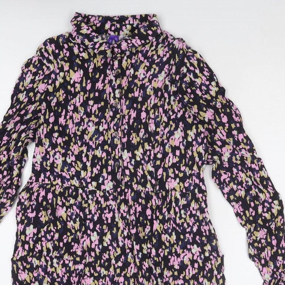 Seraphine Womens Multicoloured Animal Print Viscose Shirt Dress Size 10 Collared Button