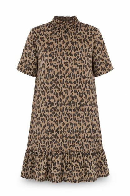 Zara Womens Brown Animal Print Polyester Sheath Size M Mock Neck Pullover - Leopard Print