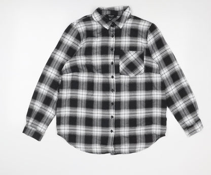 Womens UK Size 8 New Look Grey Basic Button-Up
